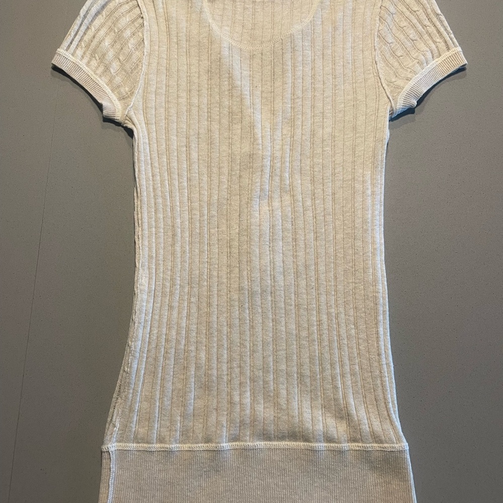 Cream Ribbed Button-Up Women's Top - Picture 4 of 4